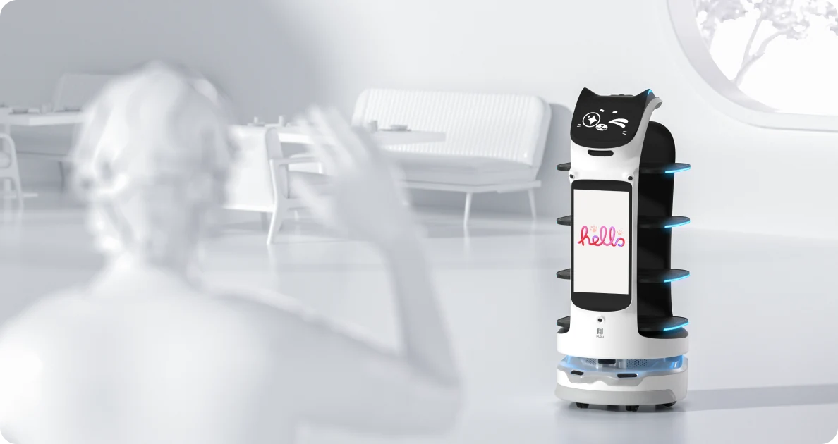 BellaBot Pro í þjónustuumhverfi, kynningarmynd PUDU